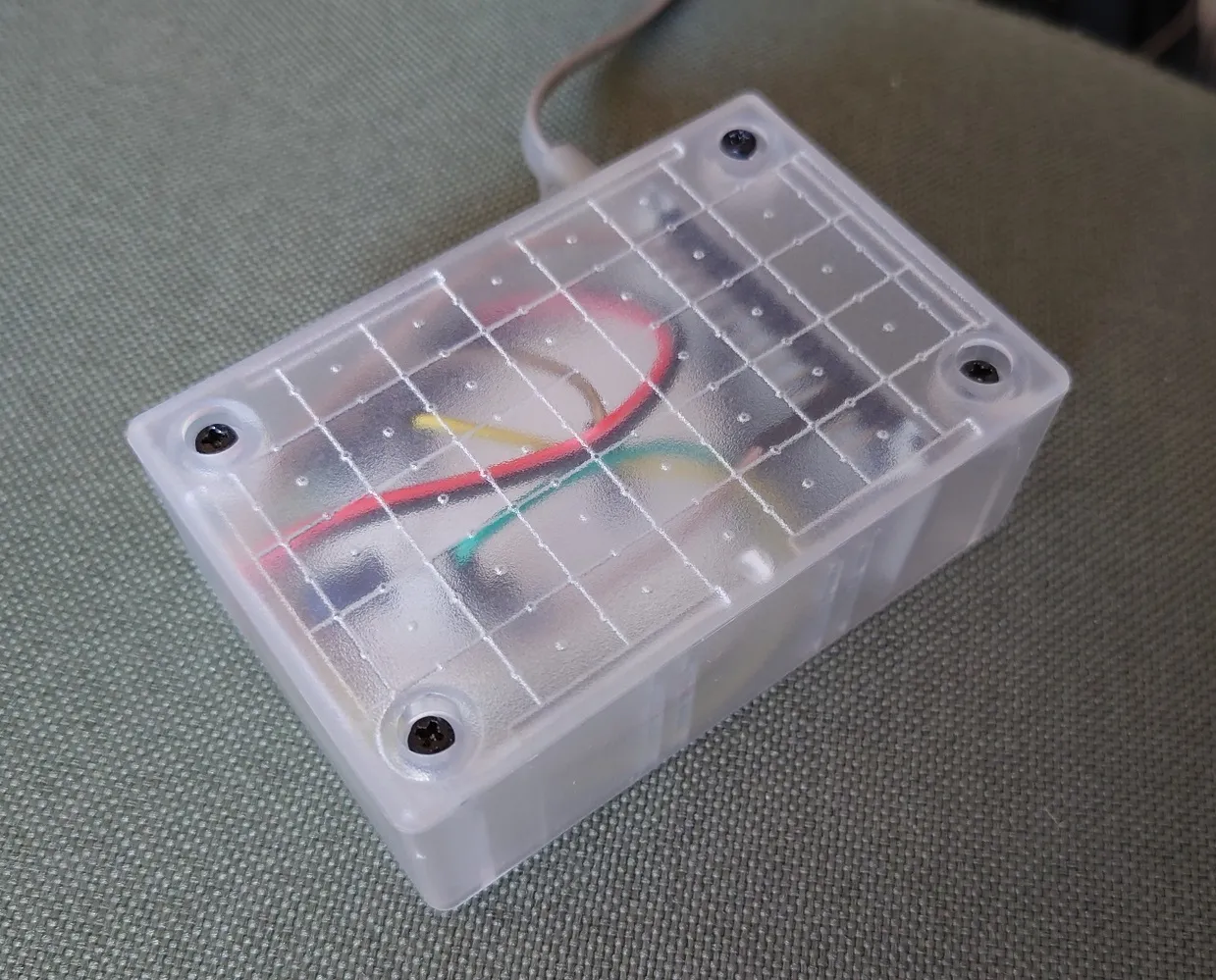 Photo of the project in a clear case
