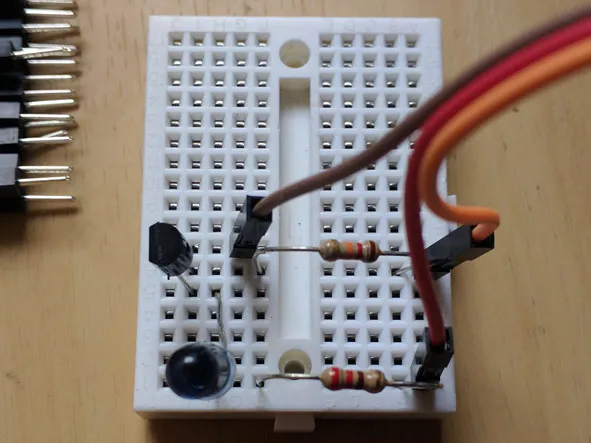 Photo of circuit created on a breadboard